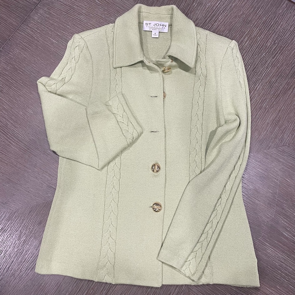 Vintage St. John knit jacket with gold accents